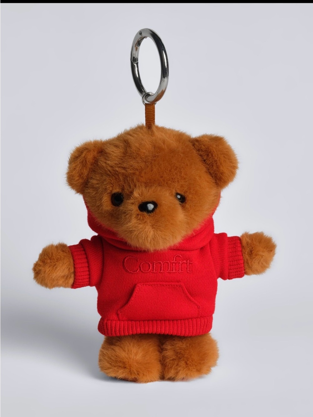 COMFRT Brown Teddy Bear Keychain Plush in Red Hoodie LIMITED EDITION